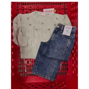 Girls Cat & Jack rhinestone barrel jeans size 8